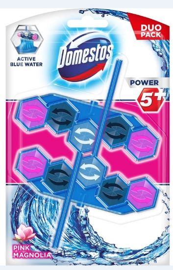 Picture of DOMESTOS POWER 5 DUO tualetes bloks blue water- pink 106g