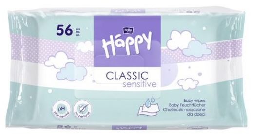 Picture of HAPPY Sensitive mitrās salvetes ar vāciņu, 56gab