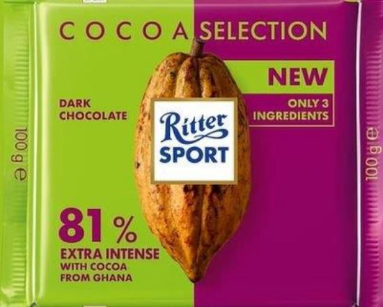 Picture of RITTER SPORT Extra Intense tumšā šokolāde 81%, 100g