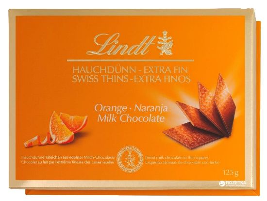 Picture of LINDT Swiss Thins Piena šokolāde ar apelsīnu, 125g