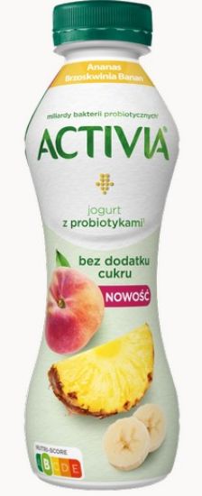 Picture of ACTIVIA dzeramais jogurts bez pievienota cukura ar persikiem, ananasiem, banānie