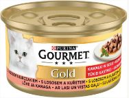 Attēls GOURMET GOLD gaļas gabaliņu konservs kaķiem (lasis/vista) 85g