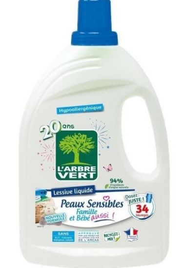 Picture of L'ARBRE VERT veļas mazgāšanas līdzeklis Sensitive, 1.53l, 34 mazgāšanas reizēm