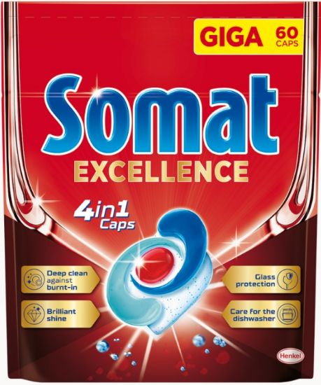 Picture of SOMAT Excellence 4in1 tabletes trauku mazg. mašīnām, 60gb