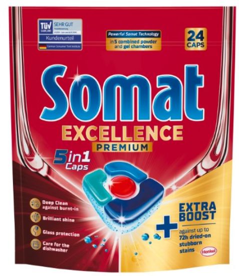 Picture of SOMAT Excellence Premium 5in1 Kapsulas trauku mazgājamām mašīnām, 24gab