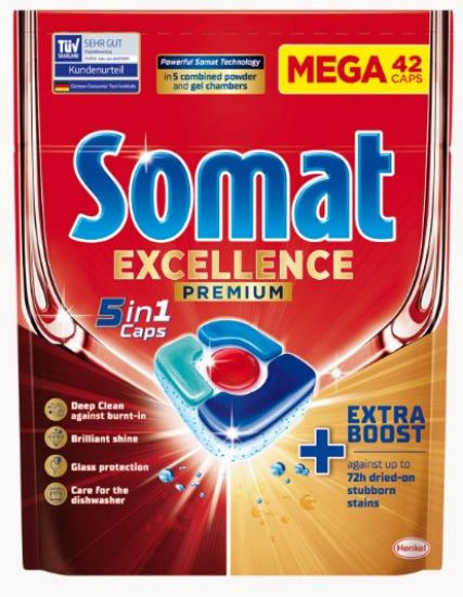 Picture of SOMAT Excellence Premium 5in1 Tabletes trauku mazgājamām mašīnām, 42gab