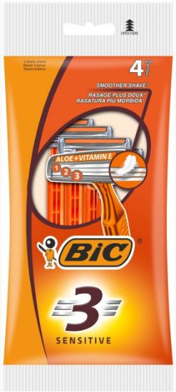 Picture of BIC 3 SENSITIVE vienreizējie skuvekļi vīriešiem 4gab