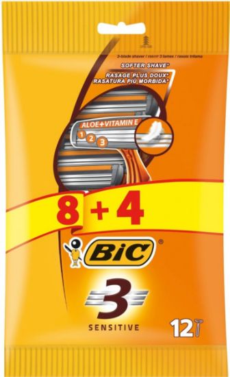 Picture of BIC 3 SENSITIVE vienreizējie skuvekļi vīriešiem 8+4gab