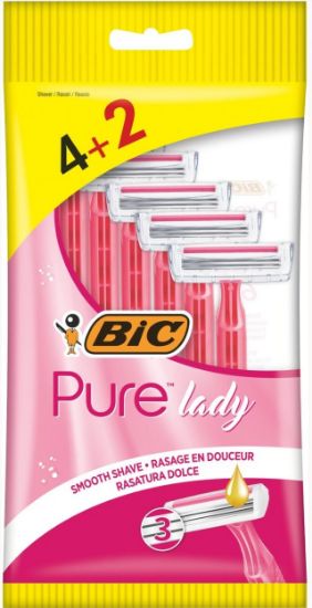 Picture of BIC PURE3 LADY PINK vienreizējie skuvekļi sievietēm 4+2gab