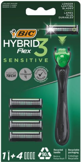 Picture of BIC Hybrid 3 Flex Sensitive skuvekļi vīriešiem + 4 maiņas asmeņi