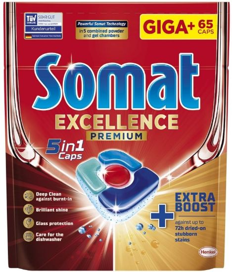 Picture of SOMAT Excellence Premium 5in1 Tabletes trauku mazgājamām mašīnām, 65gab