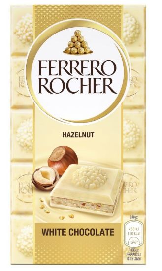 Picture of FERRERO ROCHER baltās šokolādes tāfelīte, 90g