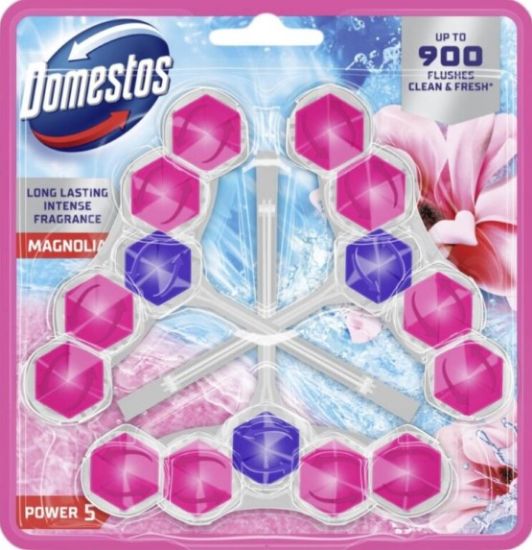 Picture of DOMESTOS POWER 5 trio tualetes bloks MAGNOLIA, 3x50g