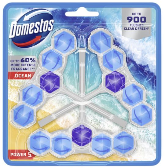 Picture of DOMESTOS POWER 5 trio tualetes bloks OCEAN, 3x50g