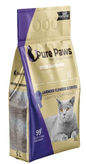 Picture of WHITE PURE PAWS cementējoši pakaiši kaķiem (lavanda) 5l