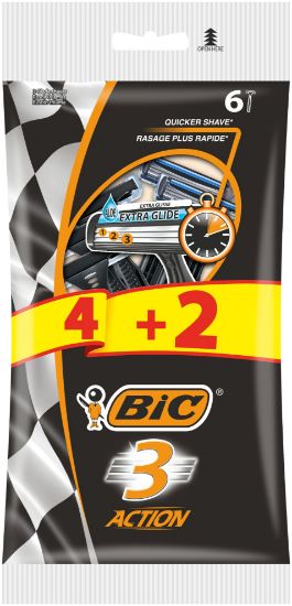 Picture of BIC 3 ACTION vienreizējie skuvekļi vīriešiem 4+2gab