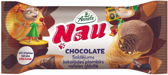 Picture of ŅAU šokolādes saldējums vafeļu glāzītē, 72g