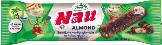 Picture of ŅAU vaniļas saldējums uz kociņa ar šokolādes mandeļu glazūru, 63g