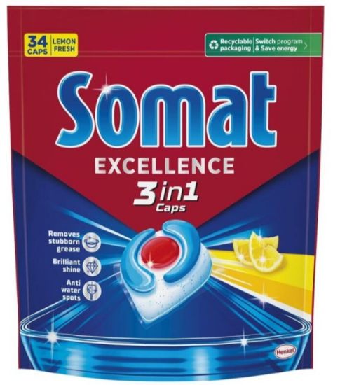 Picture of SOMAT 3in1 Lemon tabletes trauku mazgājamām mašīnām, 34gb