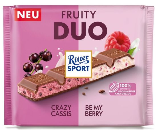 Picture of RITTER SPORT DUO piena šokolāde ar upeņu un aveņu pildījumu, 218g