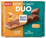 Attēls RITTER SPORT DUO piena šokolāde ar brauniju un sāļās karameles pildījumu, 218g