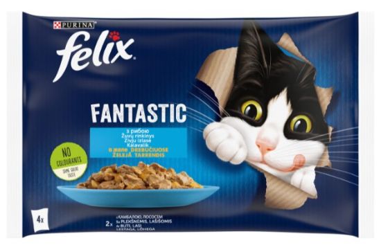Picture of FELIX FANTASTIC konservs kaķiem ZIVJU IZLASE 4*85g