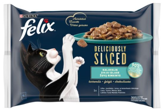 Picture of (IZPARDOŠANA) FELIX DELICIOUSLY SLICED konservs kaķiem ZIVJU IZLASE 4*80g