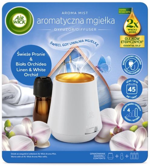 Picture of AIR WICK Aroma Mist gaisa atsvaidzinātājs Linen & White Orchid Complete 20ml