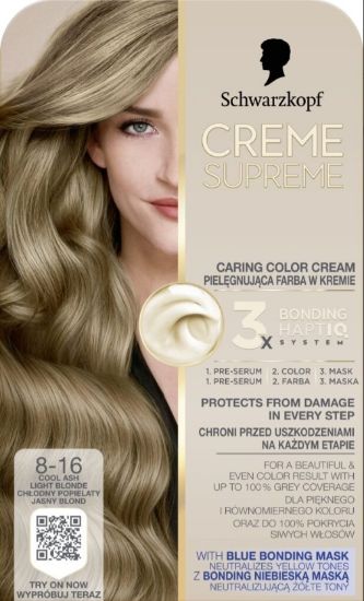 Picture of CREME SUPREME matu krāsa 8-16 vēsi pelnu gaiši blonds