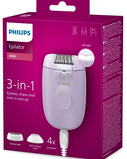 Picture of PHILIPS epilators ar vadu 3in1 Series 4000 BRE257/00 (lillā)