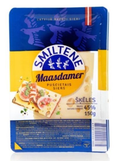 Picture of SMILTENES PIENS Maasdamer siers TSS45% šķēles, 150g.
