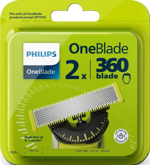 Picture of PHILIPS asmeņi nomaināmi 2 gab.(face) OneBlade 360 QP420/50