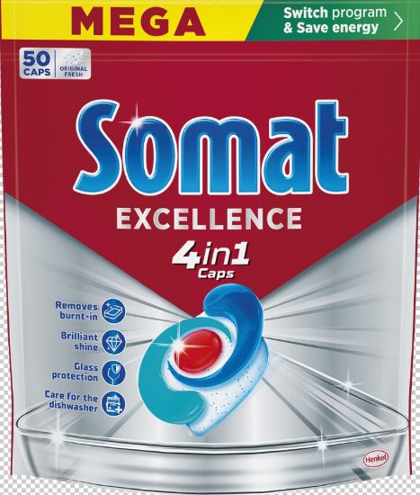 Picture of SOMAT Excellence 4in1 tabletes trauku mazgājamām mašīnām, 50gb
