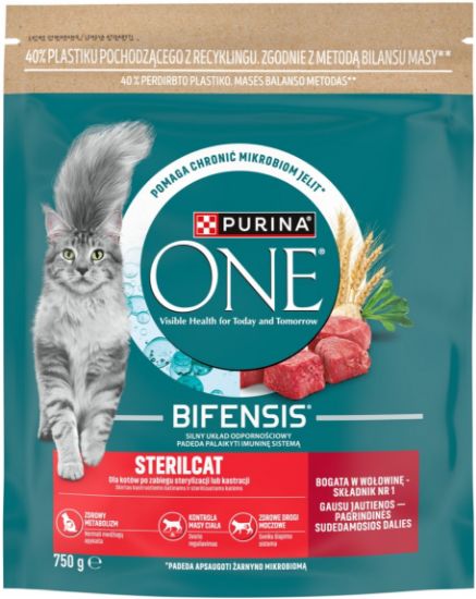 Picture of ONE sausā barība kaķiem STERIL (liellops) 750g