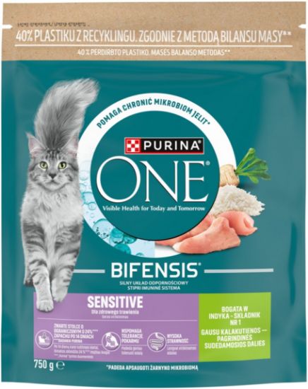 Picture of ONE sausā barība kaķiem SENSITIVE (tītars) 750g