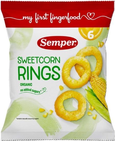 Picture of SEMPER Bioloģiskās kukurūzas saldie gredzeni, 20g, no 6mēn.