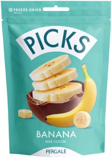 Picture of PICKS dražejas banānu biezenis,pien. kakao glazūrā, 90g