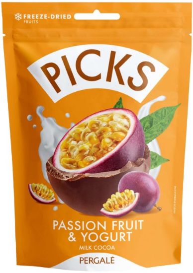 Picture of PICKS dražejas posifloras jogurts, piena kakao glazūrā, 90g