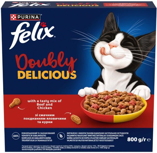 Picture of FELIX sausā barība kaķiem (liellops/vista) 800g