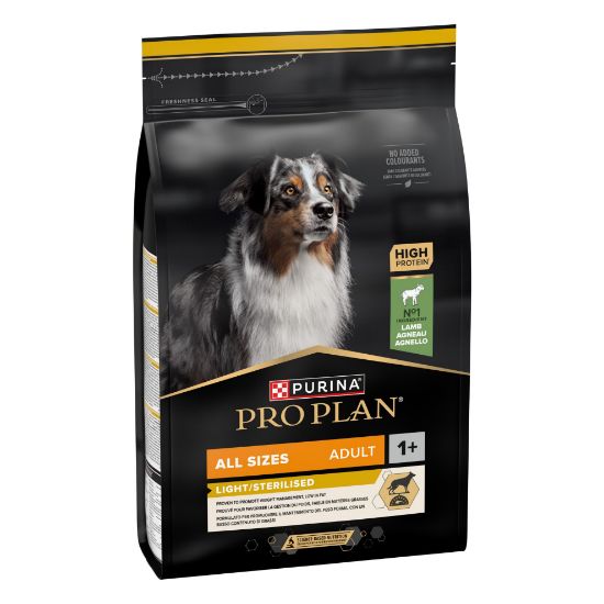 Picture of PRO PLAN ALL SIZE LIGHT STERILISED sausā barība sunim ar jēra gaļu 3kg